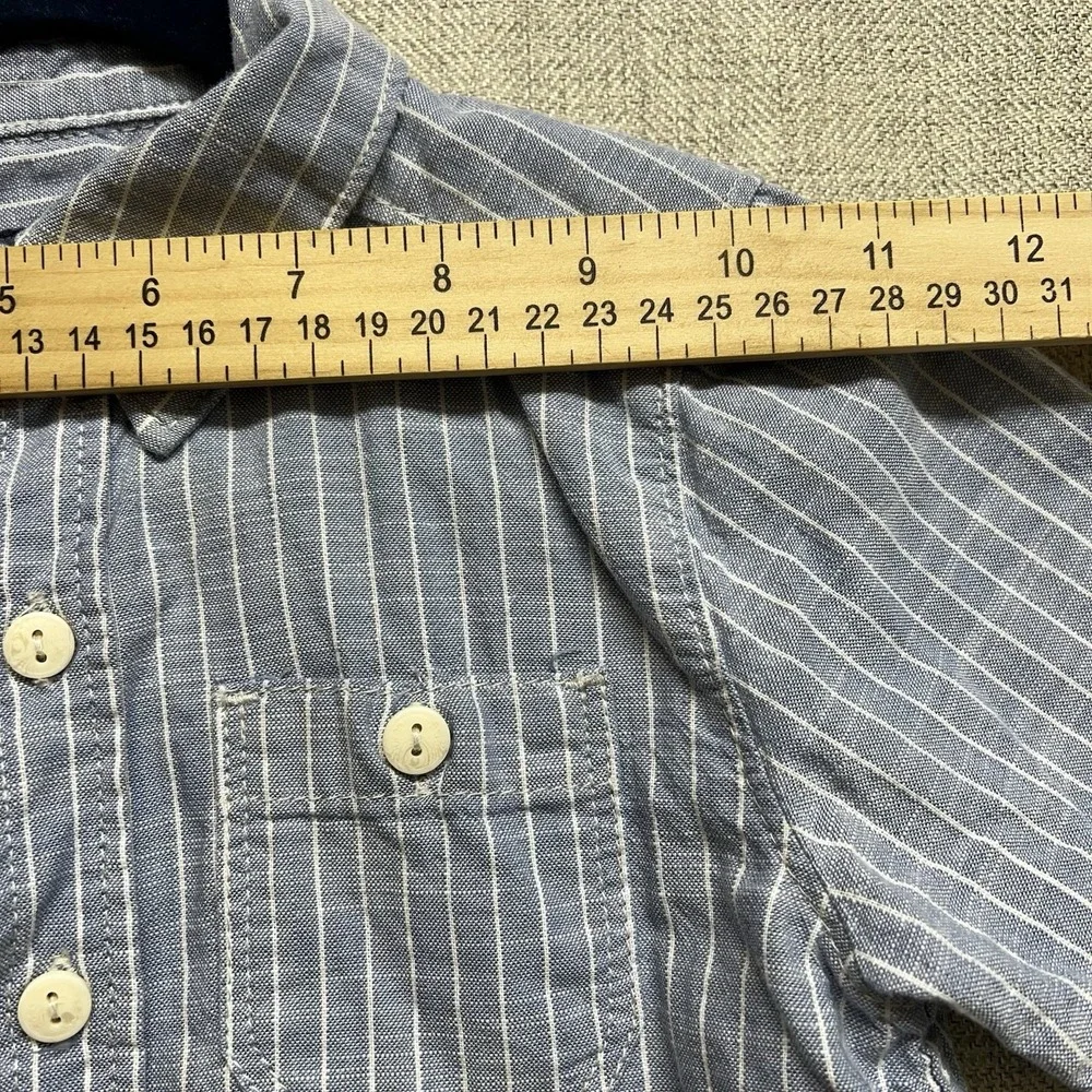 OshKosh‎ B'gosh Button Down Short Sleeve Boys 3T Two Pockets Blue White Stripe